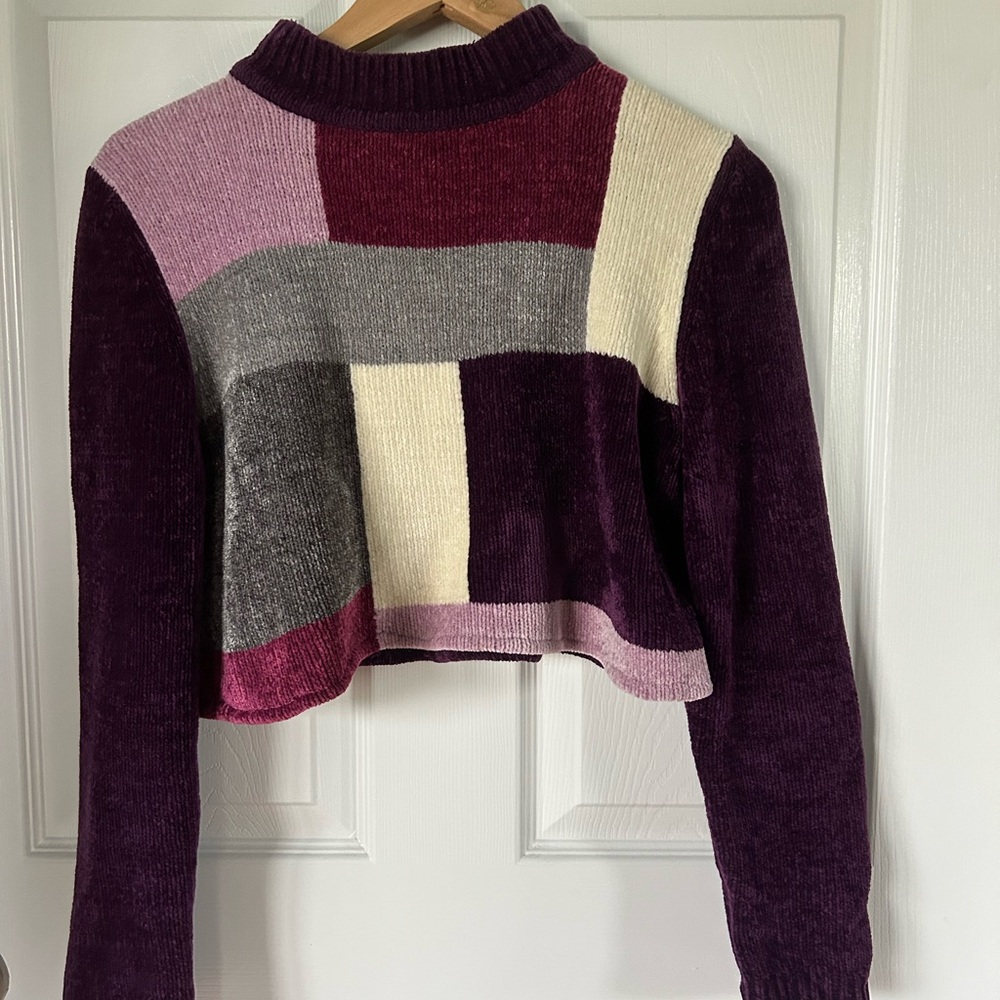 Alfred Dunner Cropped Patchwork Sweater
